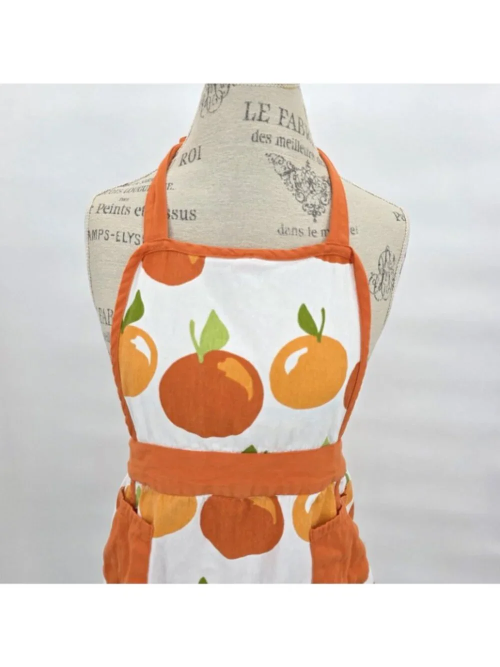 Room Essentials Bib Apron Large Orange Fruit Print Kitchen Cooking Retro TARGET